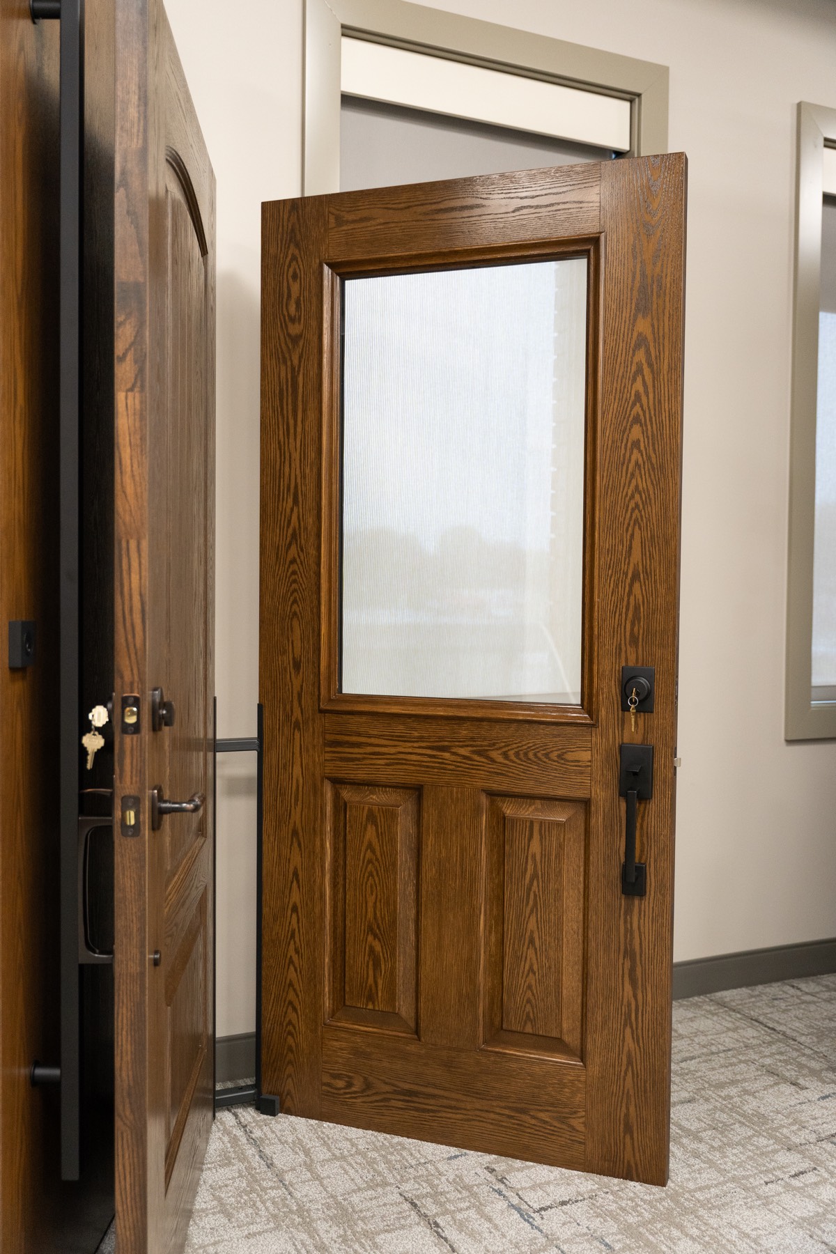 Ascent White Oak 440 2P English Chestnut Clear Glass Black Schlage Century exterior entry door style option