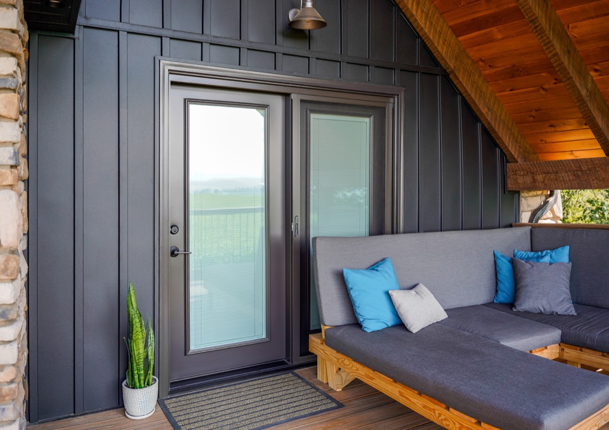 Leacy 460 Hinged Patio Door Internal Blinds Rustic Bronze Exterior Closed patio door style option