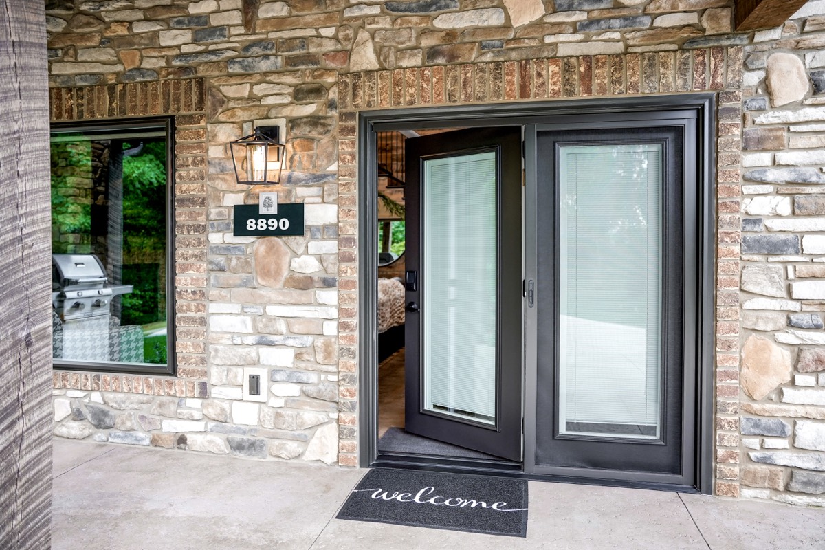 Legacy 460 Hinged Patio Rustic Bronze Internal Blinds Exterior patio door style option