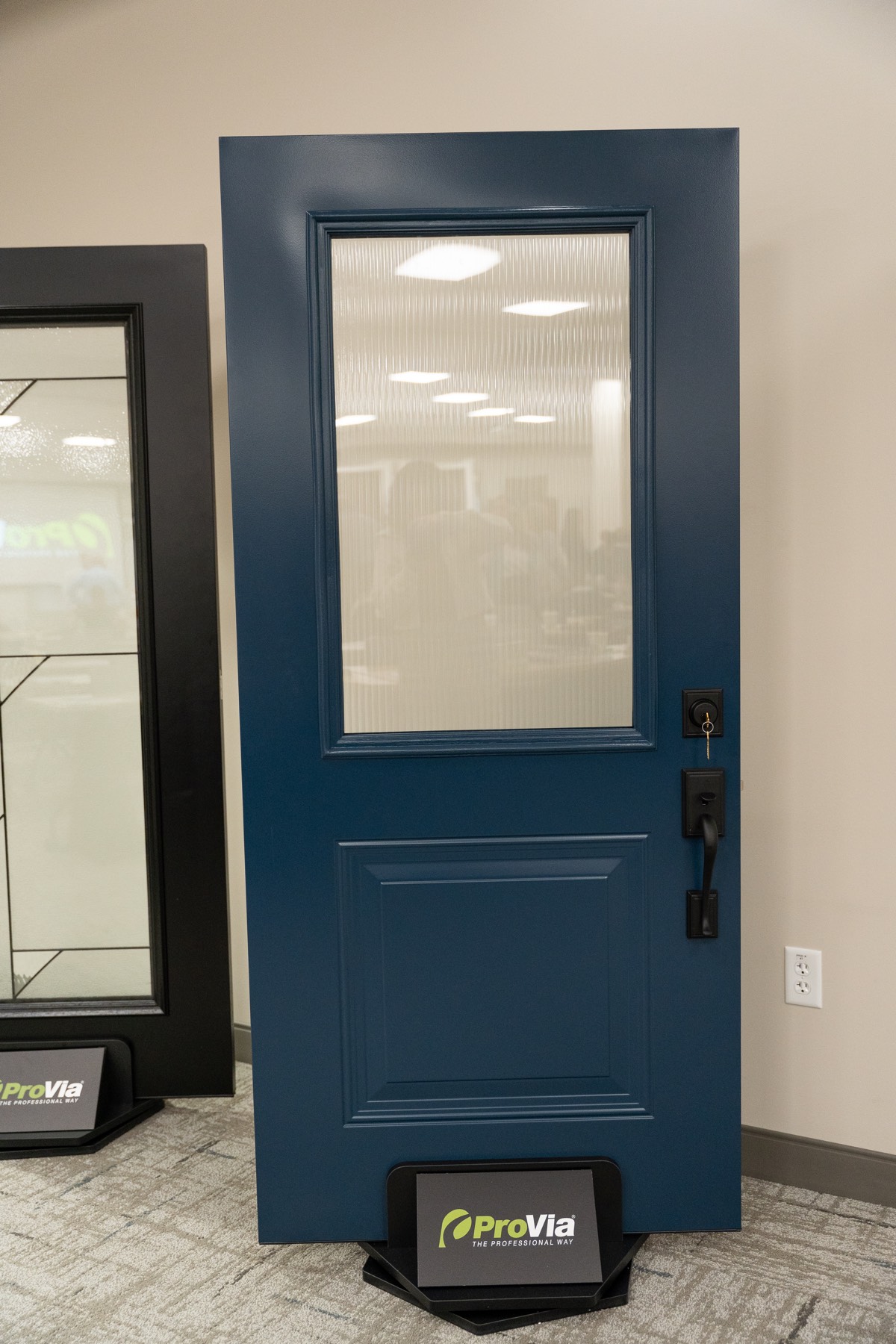 Legacy Smooth 430 1P Deep Waters Fluted Privacy Glass exterior entry door style option