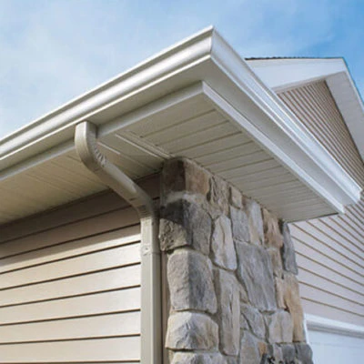 Seamless gutter and downspout installed on a home