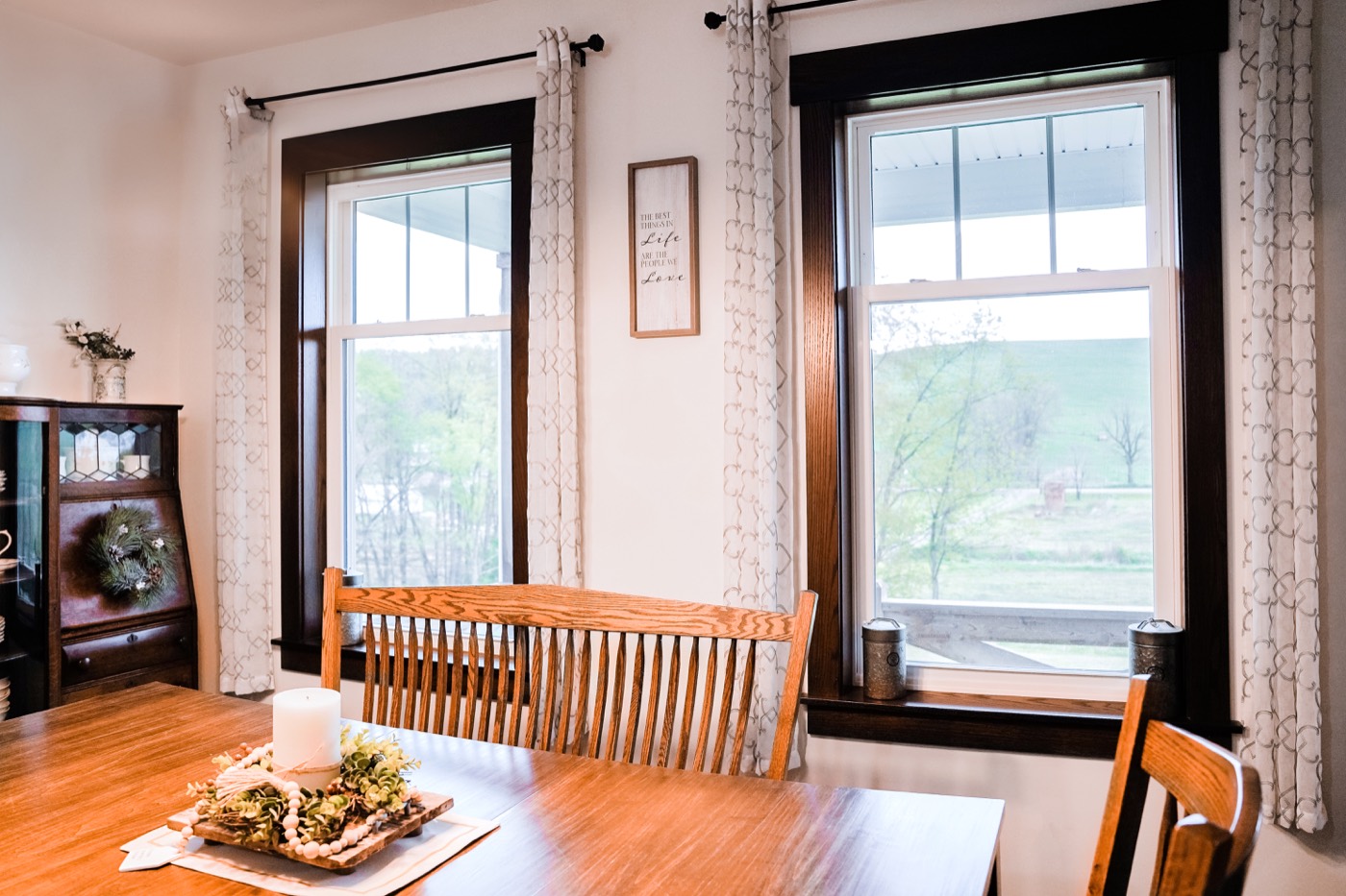 White Endure Double Hung Offset Meeting Rail Dining Room replacement window style option