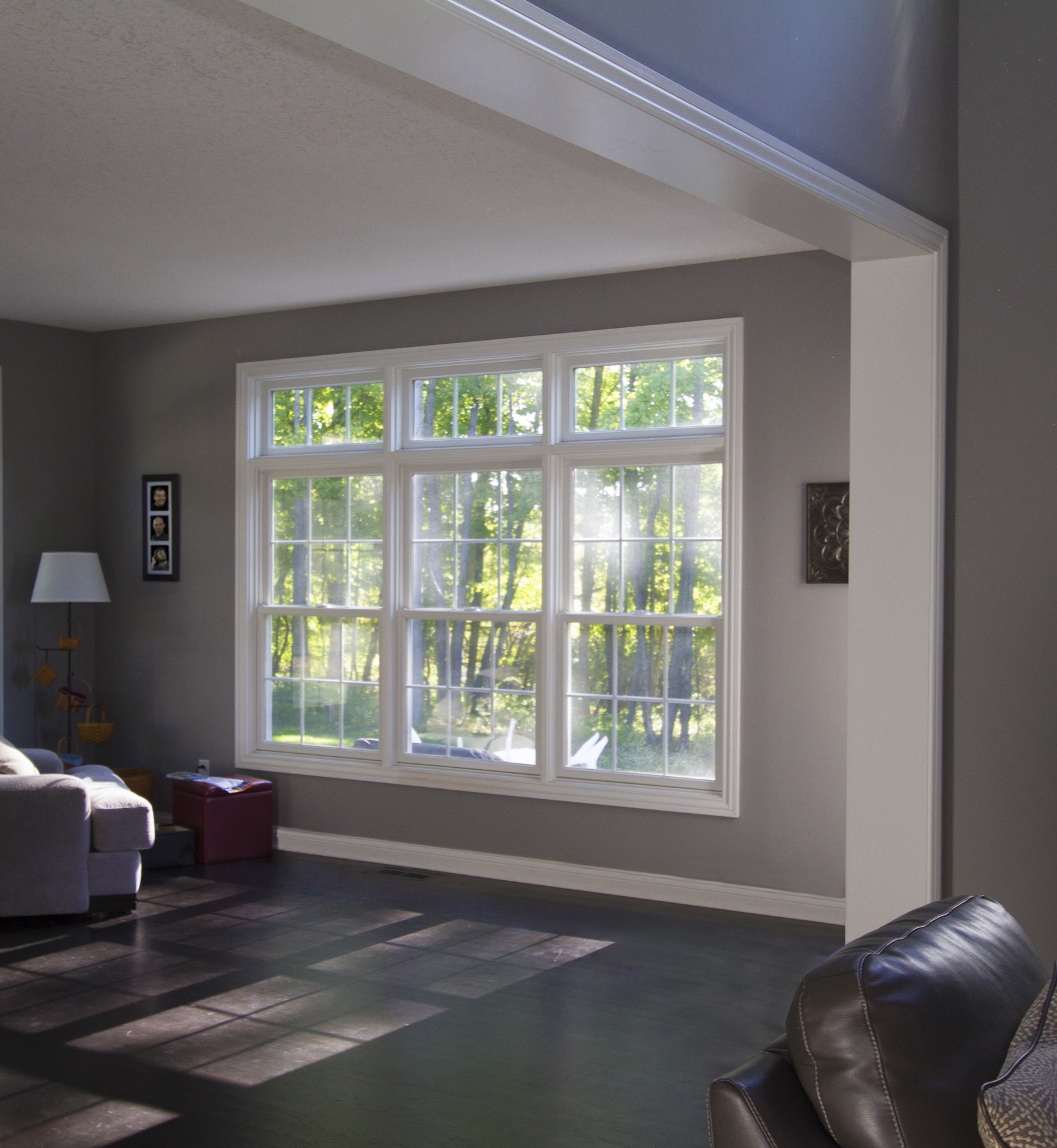 Classic double hung replacement windows in a living room