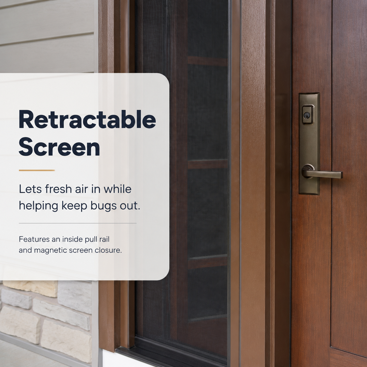 Retractable screen on vented sidelight
